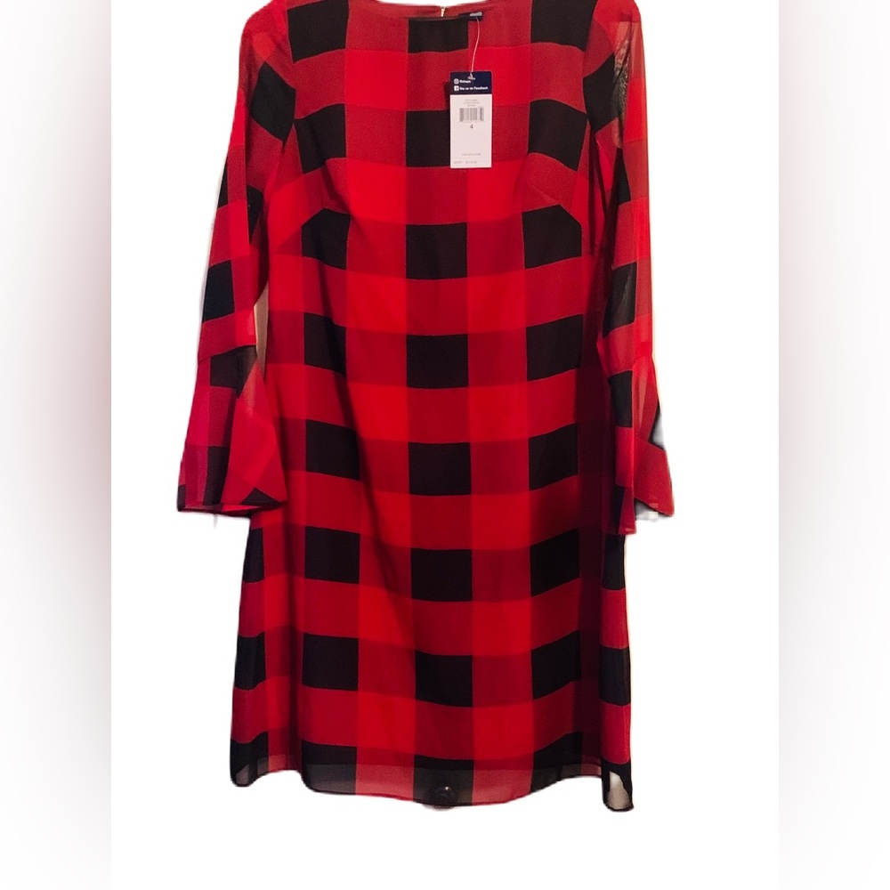 Chaps Buffalo Plaid Red/Black Dress, NWT